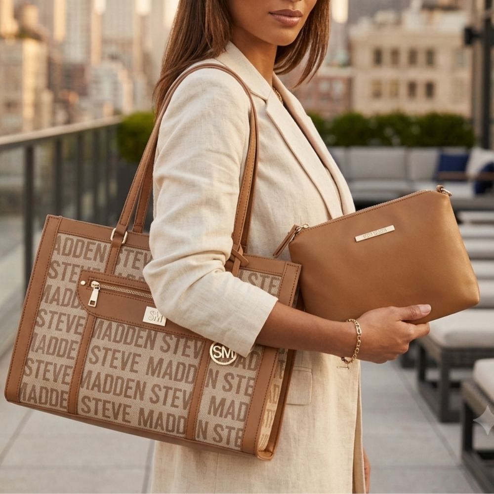 Steve Madden Cartera Livia Key Danglke Book Tote Luggage
