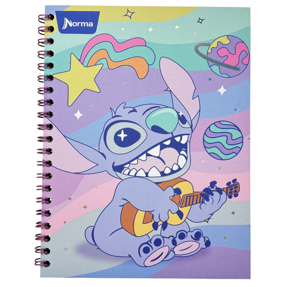 Norma Libreta Argollada Stitch 4 Materias 100 Hojas Con stickers Diseños Surtidos