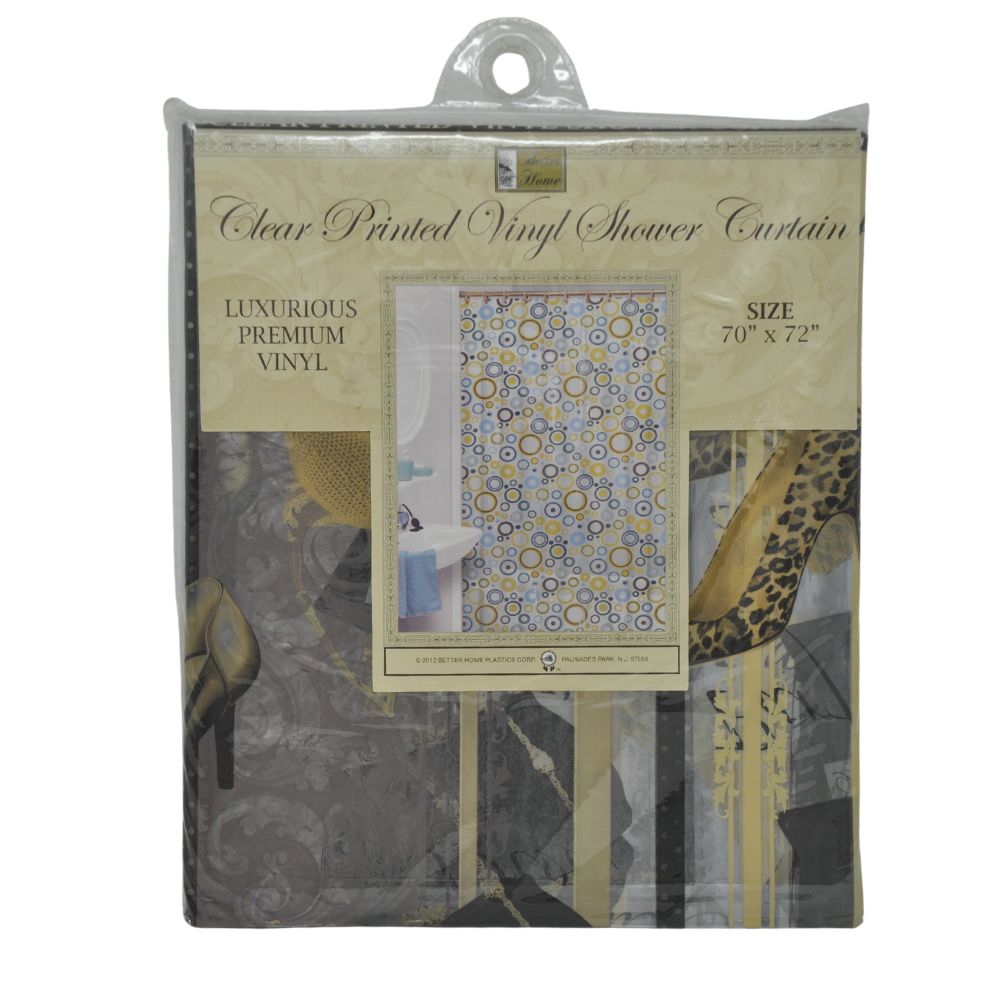 Cortina Para Ducha Clear Printed Vinyl Shower Curtain  70" x 72" Diseño Elegante