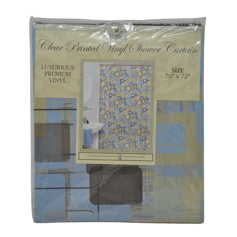 Cortina Para Ducha Clear Printed Vinyl Shower Curtain  70" x 72" Diseño Cuadros