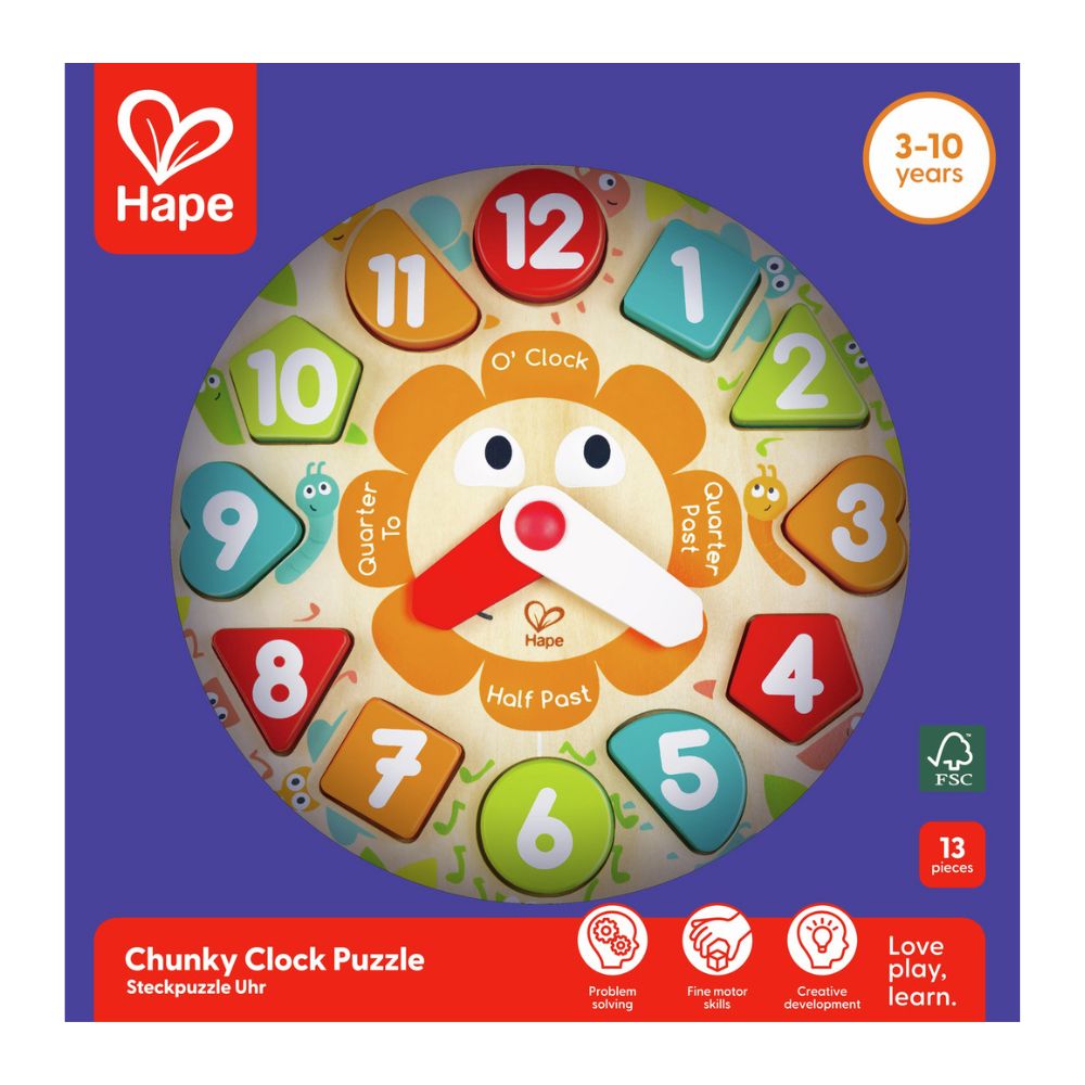 Hape Chunky Clock Puzzle 3+
