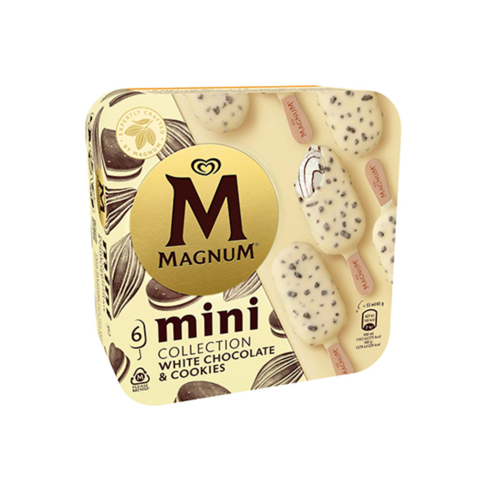 Helados  Magnum 6 Pack  Mini Collection White Chocolate & Cookies