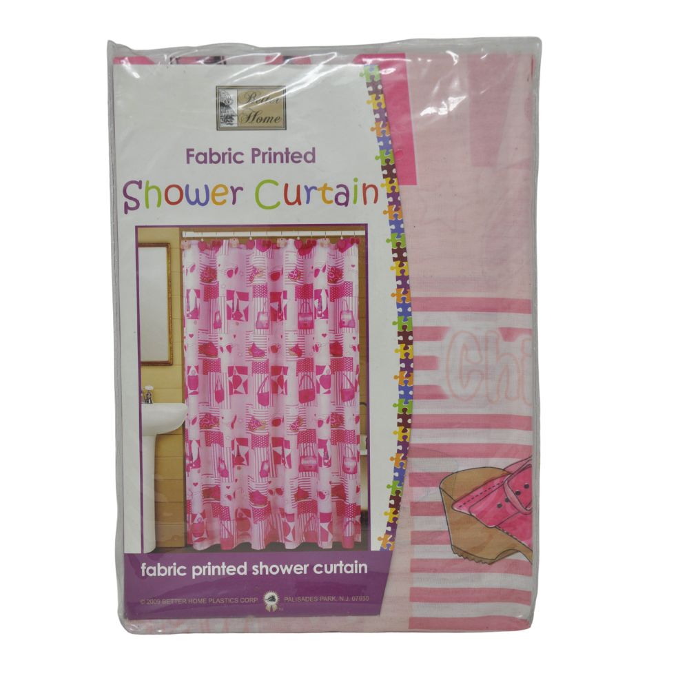 Cortina Para Ducha Printed Fabric Shower Curtain  70" x 72" Diseño Rosa