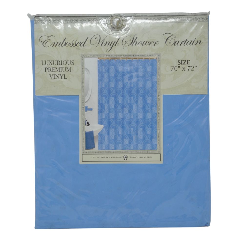 Cortina Para Ducha Clear Printed Vinyl Shower Curtain  70" x 72" Diseño Azul Circulos