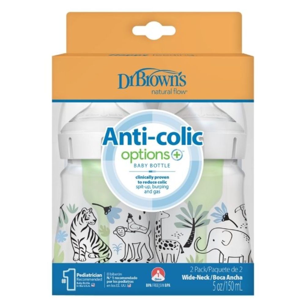 Dr.Brown's Biberón Anticólico Nature World Options + Ancho Deco Jungla 5oz 2Und