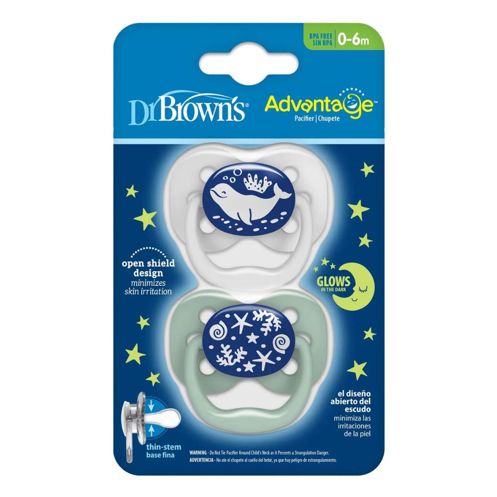Dr.Browns Duo De Chupones Advantage Brilla en la Oscuridad 0-6m