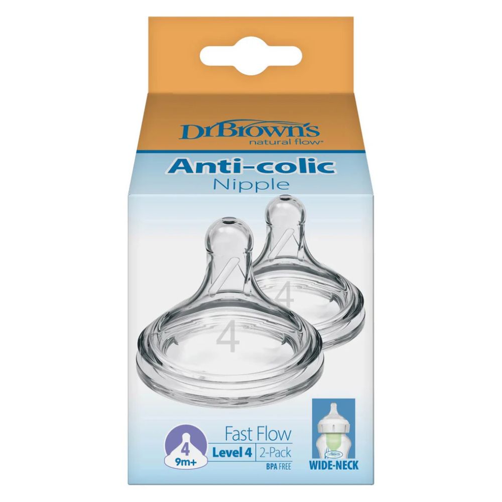 Dr.Browns Tetinas De Silicona Anticólicos Anchas 2 Pack Nivel 4 9m+
