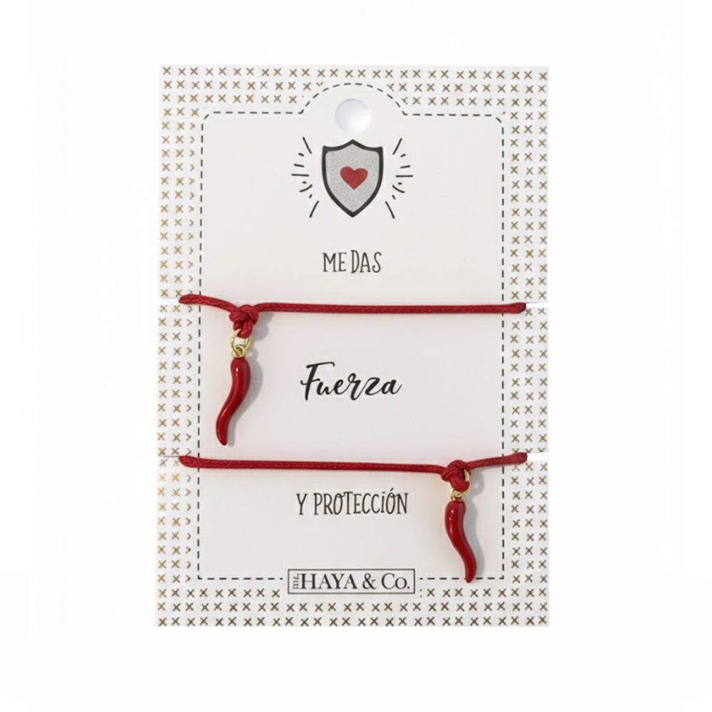 H&Co Duo De Pulseras Para Damas Con Dijes Color Red