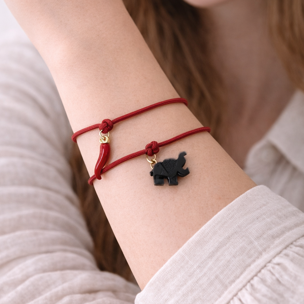 H&Co Duo De Pulseras Para Damas Con Dijes Color Red