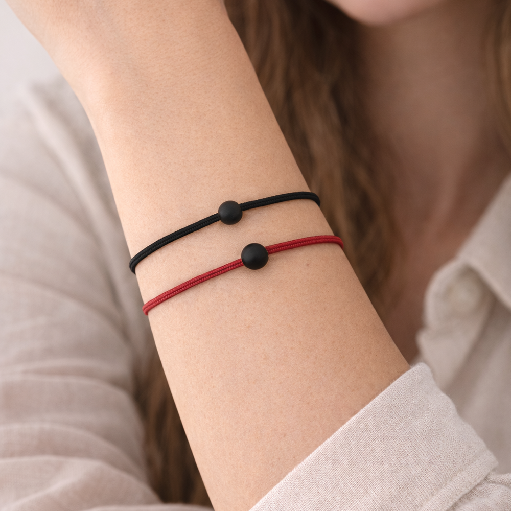 H&Co Duo De Pulseras Para Damas Con Dijes Color Red & Black