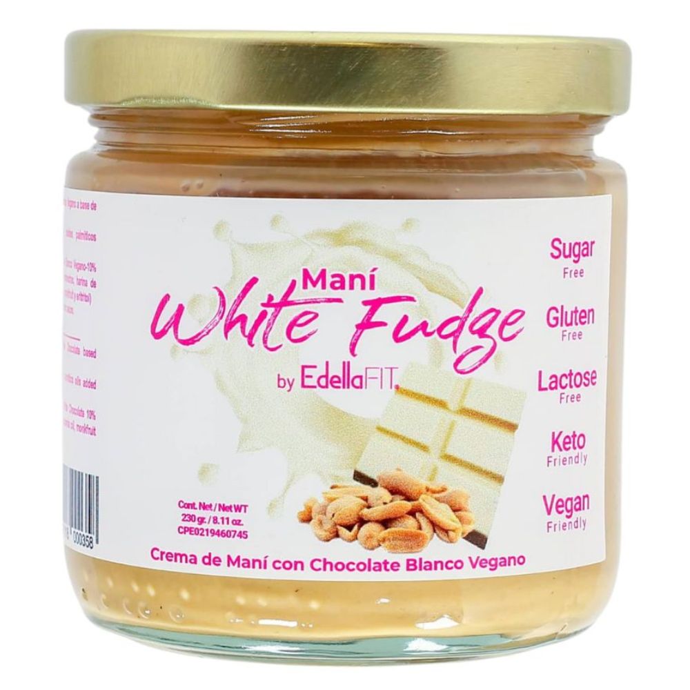 Edellafit Mantequilla de Maní White Fudge con Chocolate Blanco Vegano 200 gr