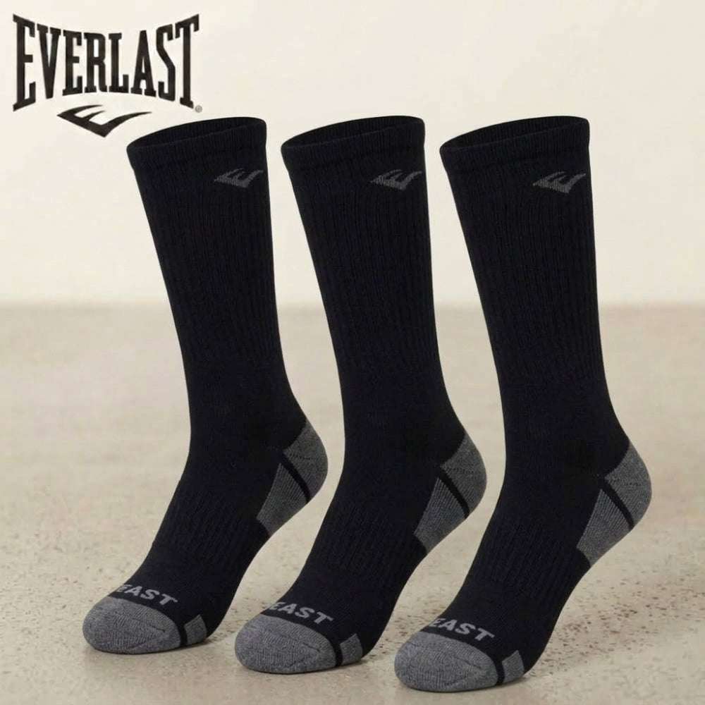 Everlast Mens Performance Crew Black 10-13 3Pack