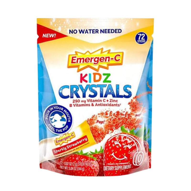 Emergen-C Kidz Crystals Sparkly Strawberry 250mg Vitamin C + Zinc 72 Sticks