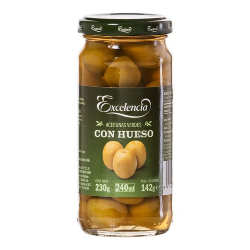 Excelencia Aceitunas Verdes Con Hueso Envase Vidrio 230gr