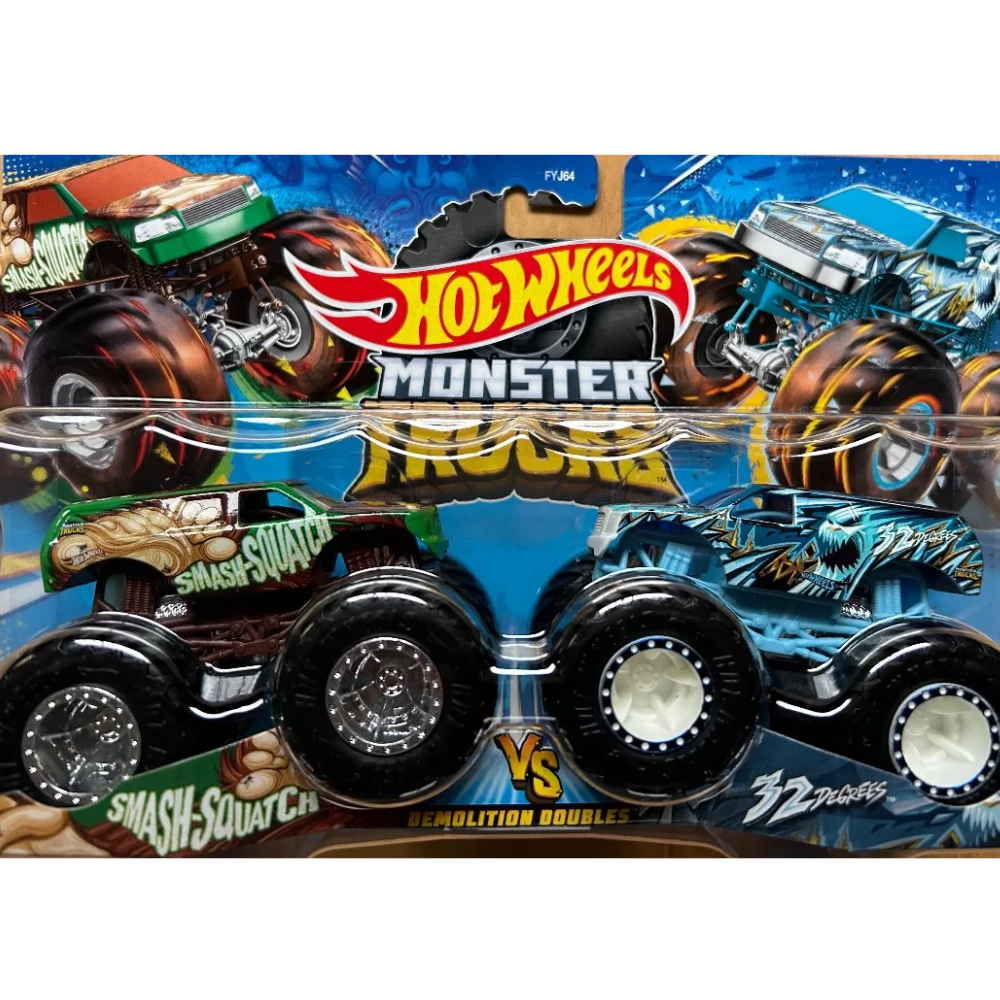 Hot Wheels Monster Trucks Smash-Squatch VS 32 Degres 2 Piezas