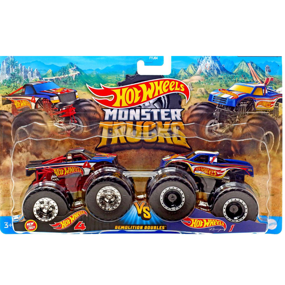 Hot Wheels Monster Trucks Hot Wheels 4 VS Hot Wheels 1 - 2 Piezas