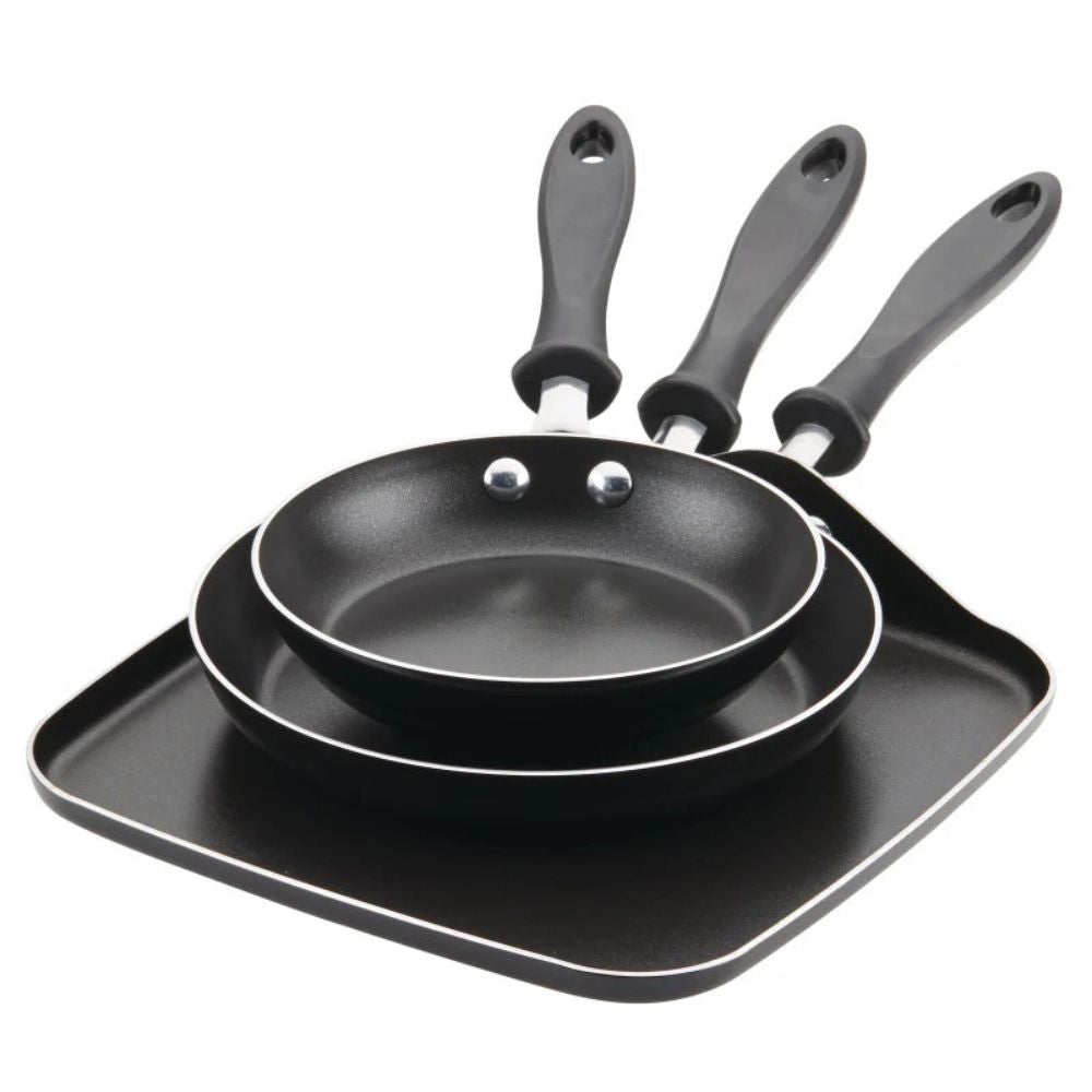Farberware Set De Sartenes Y Plancha De Teflon 3Pzas Negro