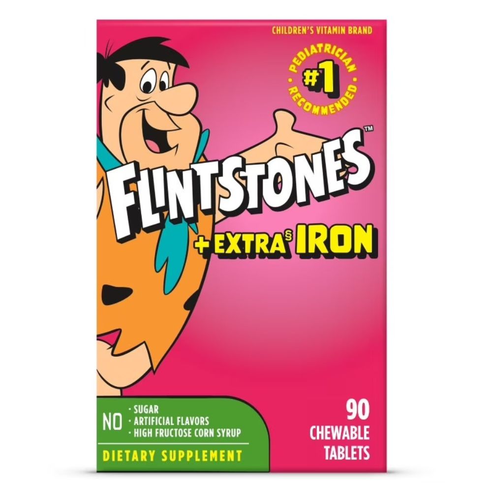 Flintstones Chewable Multivitaminas para Niños con Hierro Extra, Vitamina C y D, 90 Unid