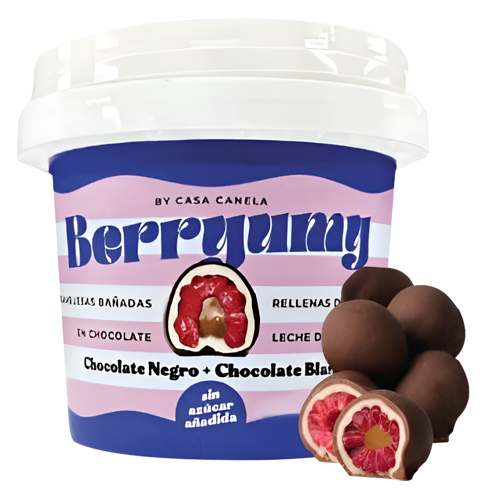 Berryummy Frambuesas Bañadas en Chocolate Negro + Chocolate Blanco 160gr