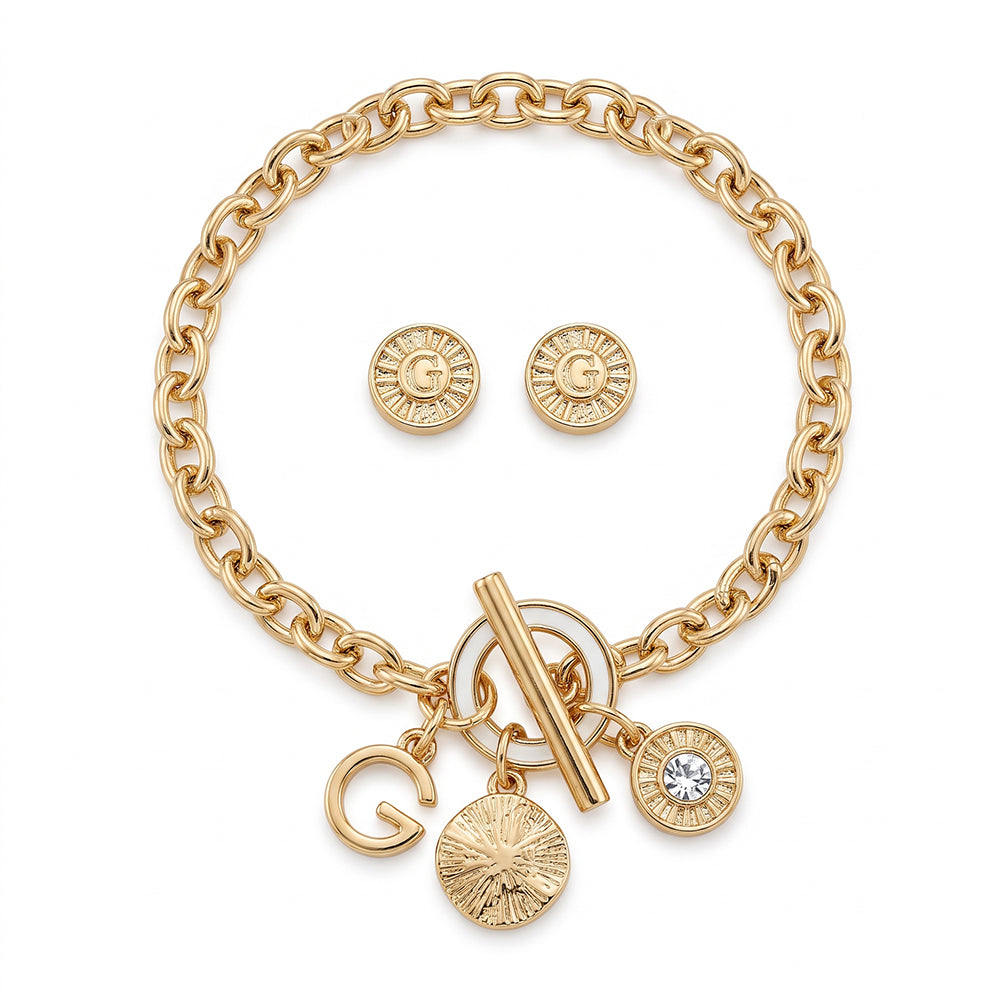 Guess Set De Pulsera Y Zarcillos 7.5"