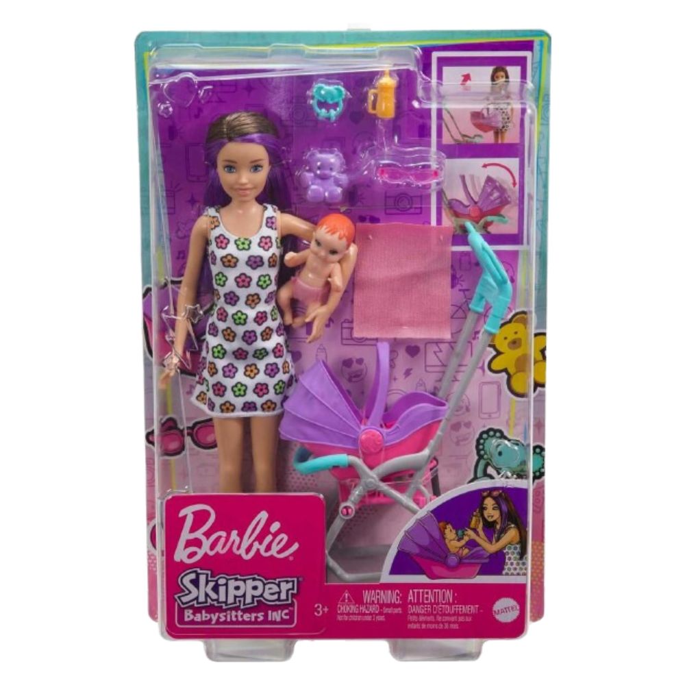 Barbie Skipper Babysitters Inc 3+ Muñeca con Carrito de Bebe