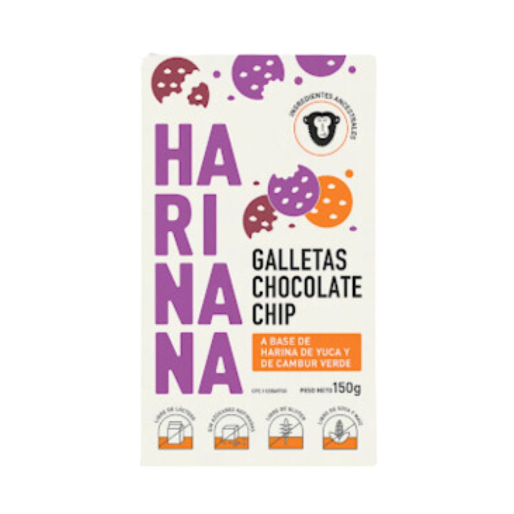 Harinana Galletas Chocolate Chips A Base de Harina de Cambur Verde y Yuca Blanca 150gr