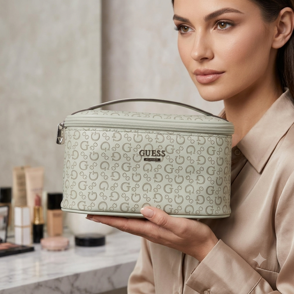 Guess Cosmetiquera Mediana Crimson Travel Light Sage