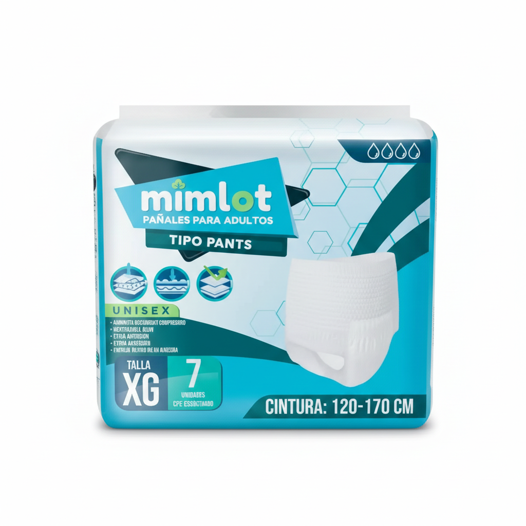 Mimlot Pañales Para Adultos Unisex Tipo Pants Talla XG 7 Und