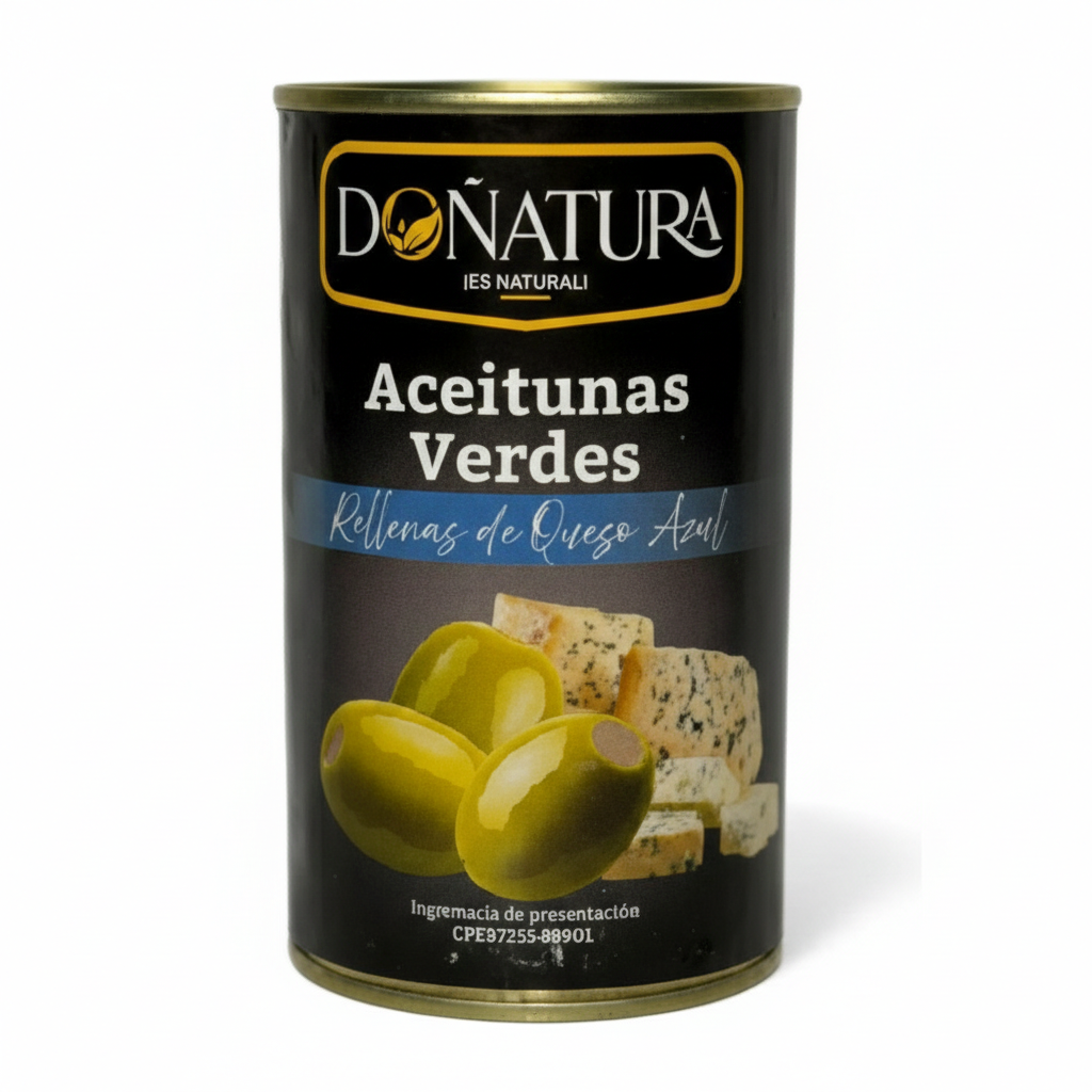 Doñatura Aceitunas Verdes Rellenas Con Queso Azúl En Lata 350gr