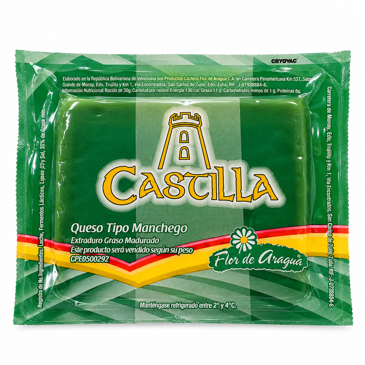 Queso Castilla Tipo Manchego Flor de Aragua Porcion Opciones Varias