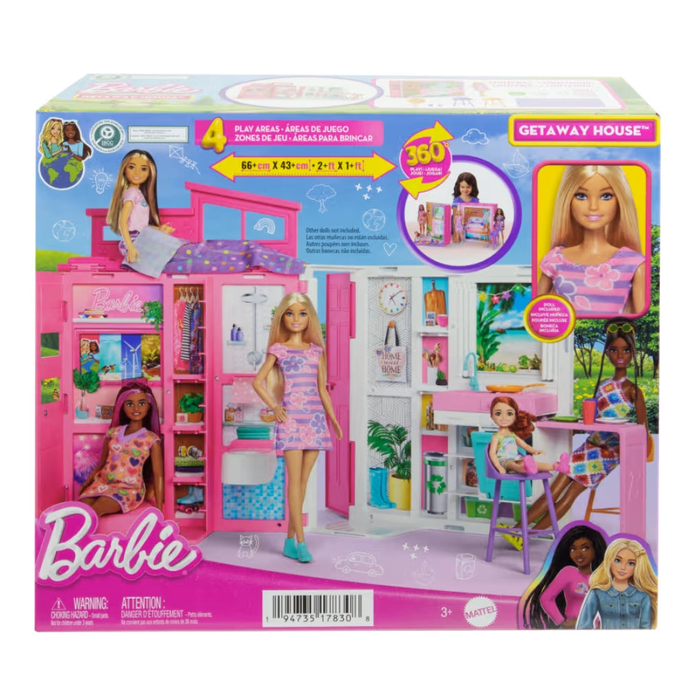 Barbie Casa de Muñecas Glam con Muñeca 4 Areas para jugar + Muñeca