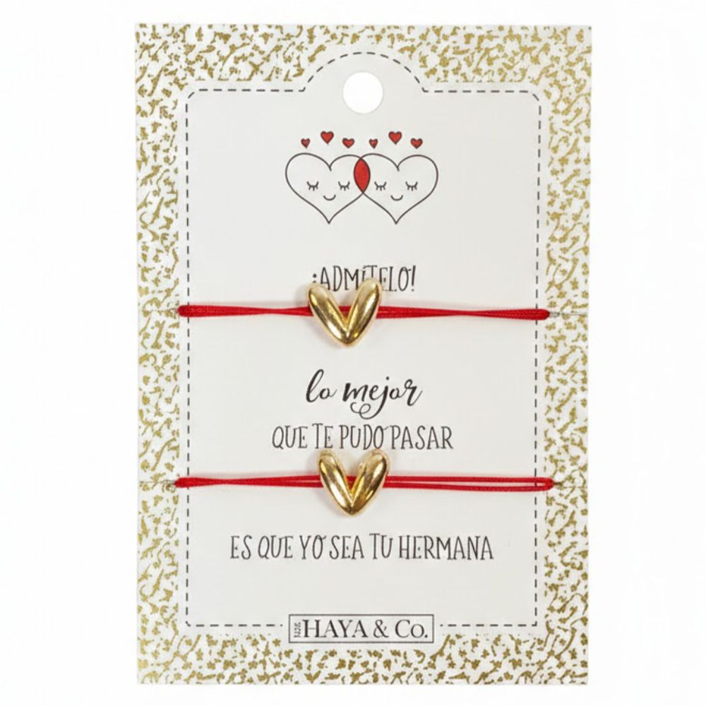 H&Co Duo De Pulseras Para Damas Con Dijes Corazón Gold