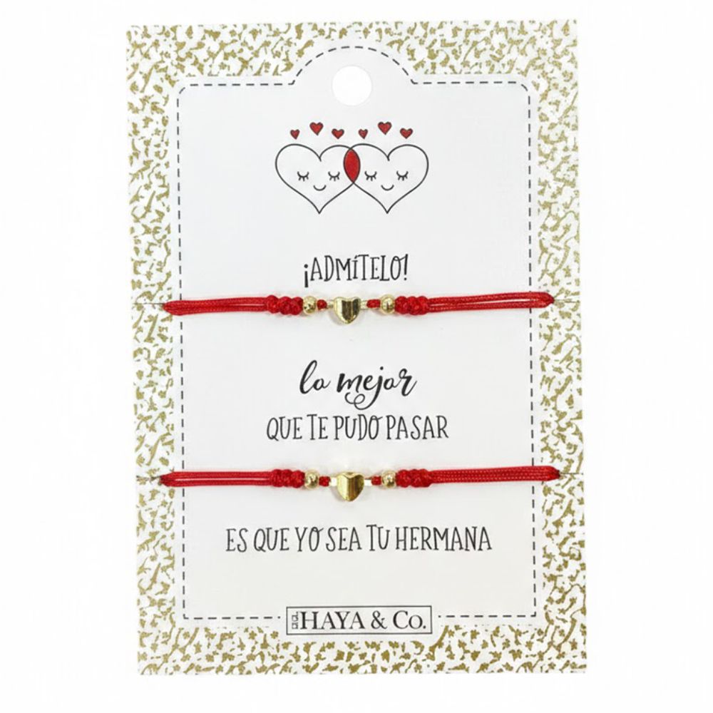 H&Co Duo De Pulseras Para Damas Con Dijes Corazón Gold Color Red