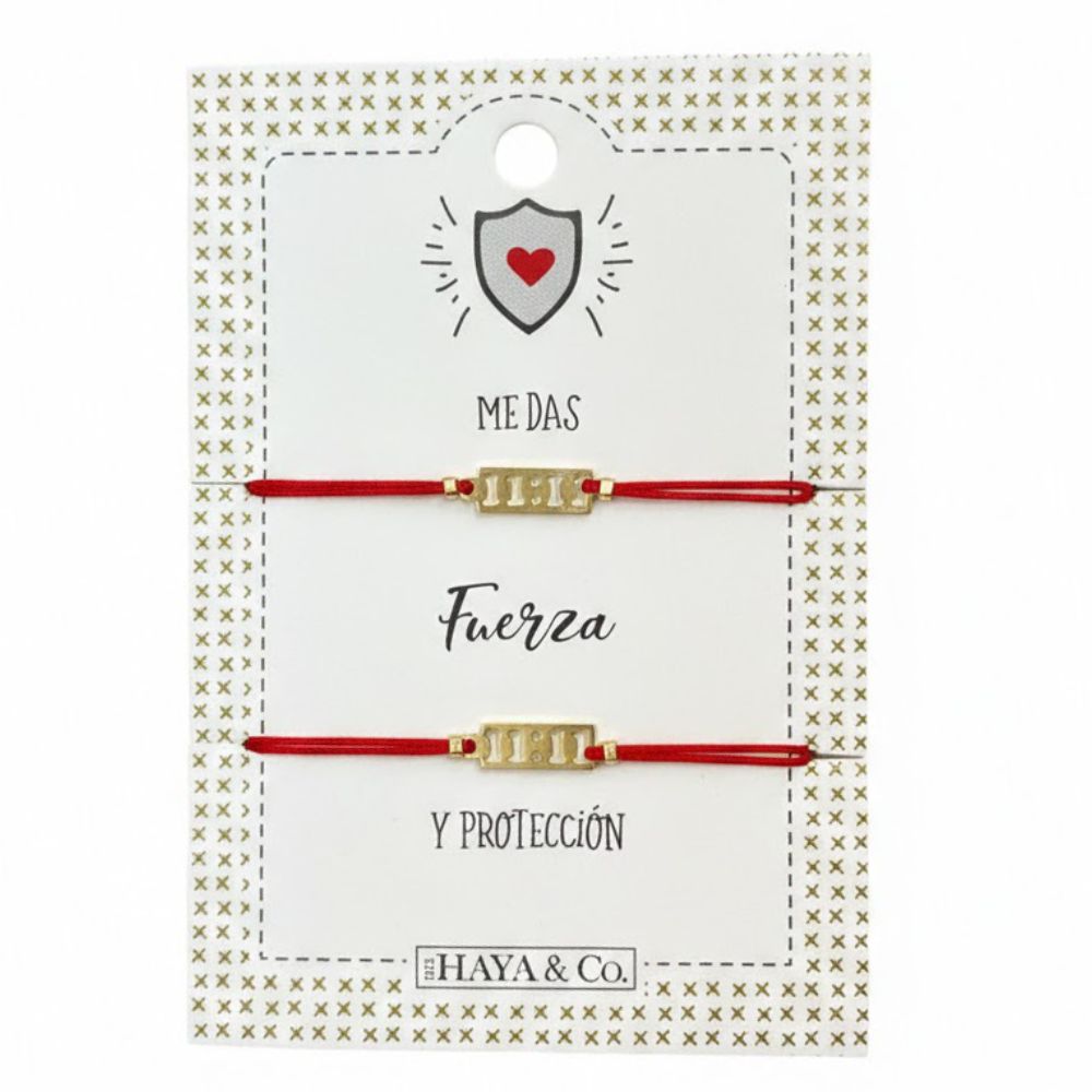 H&Co Duo De Pulseras Para Damas Con Dijes 11:11 Color Red