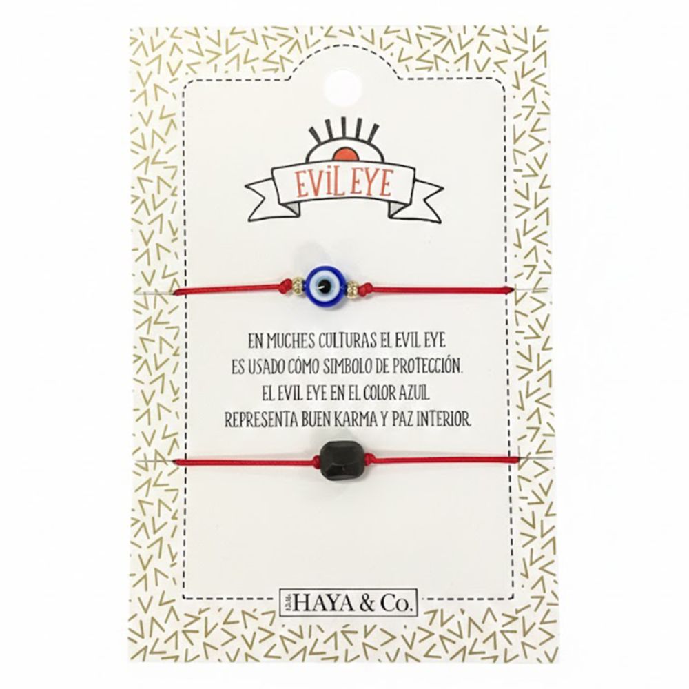 H&Co Duo De Pulseras Para Damas Con Dijes Ojo Turco Color Red