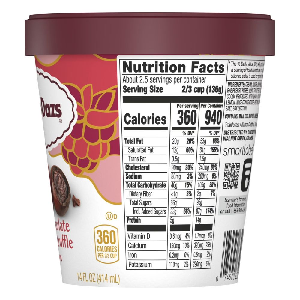Helado Haagen Dazs White Chocolate Raspberry Truffle 414ml