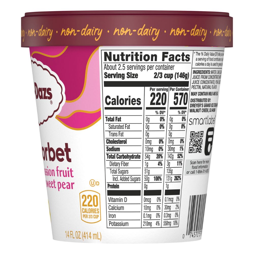 Helado Haagen-Dazs Sorbet Passion Fruit & Sweet Pear 414ml