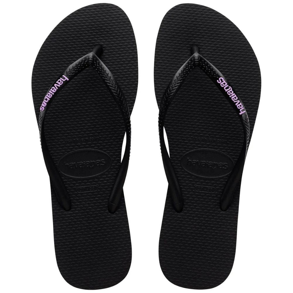 Havaianas Sandalias Flip Flop Slim Logo Pop Up BK/Lavande
