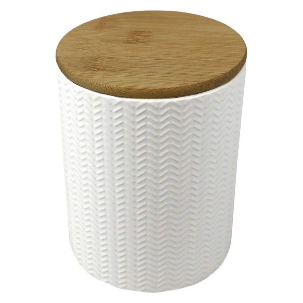 Home Basics Envase De Cerámica Con Tapa De Bambú