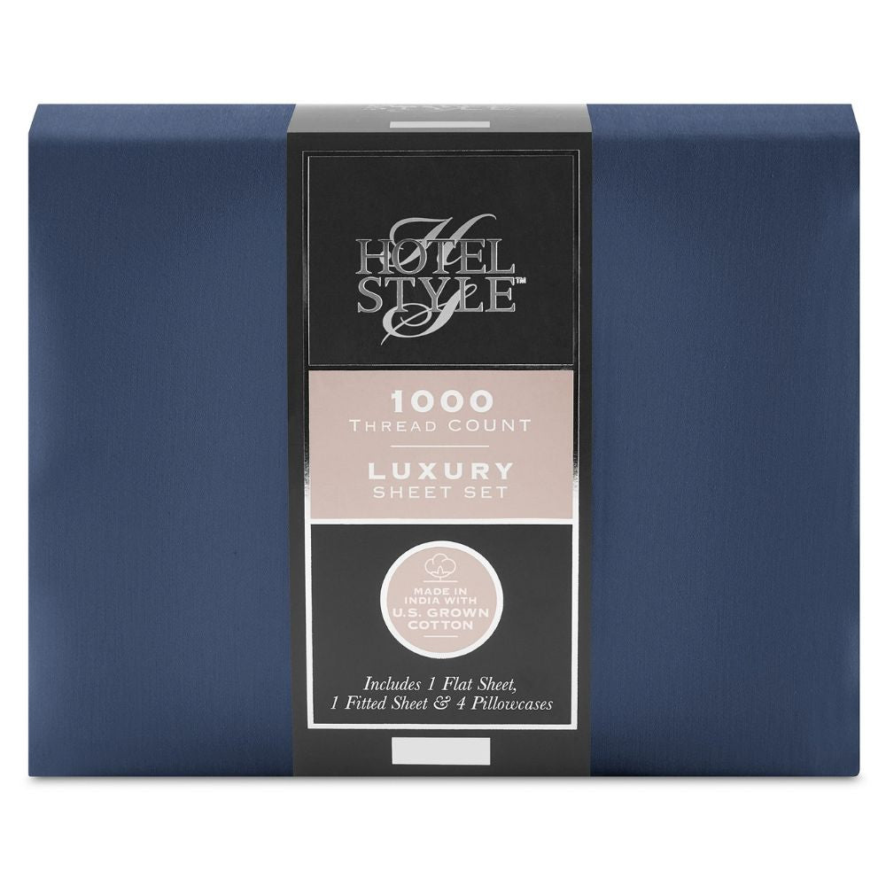 Hotel Style Queen 1000 Thread Count Luxury Sheet Set Washed Indigo