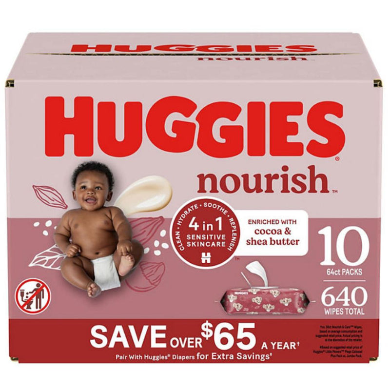 Huggies Wipes Nourish & Care 10 Packs de 640 Und