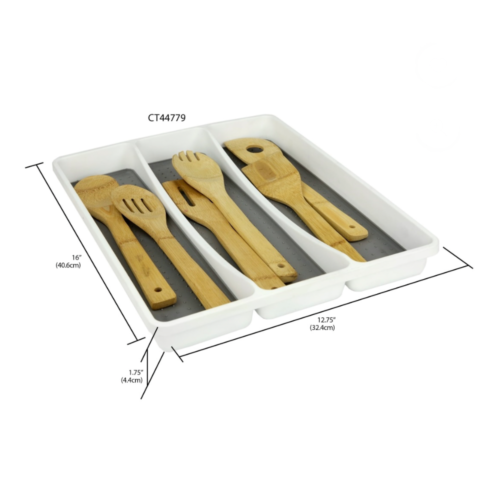 Bandeja Organizadora Large Home Basics Color Blanco con Antideslizante 40.7 x 32.5 x4.9cm