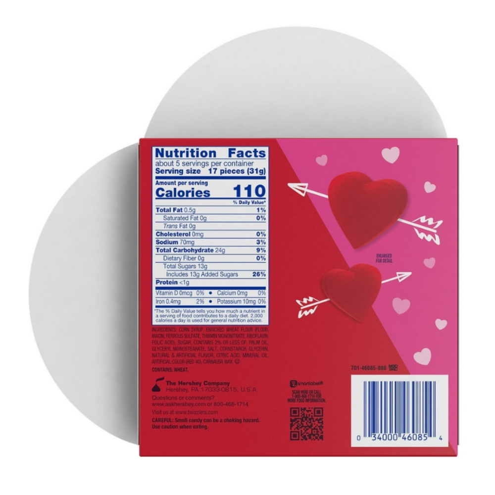 Twizzlers Valentines Corazones Masticables 164 gramos