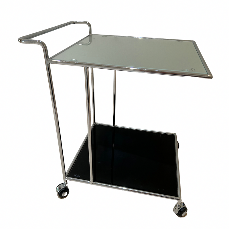 Mesa con Ruedas Bar Cart 2 Niveles Vidrio Templado / Acero Inox 40 x 51 x 57 cm