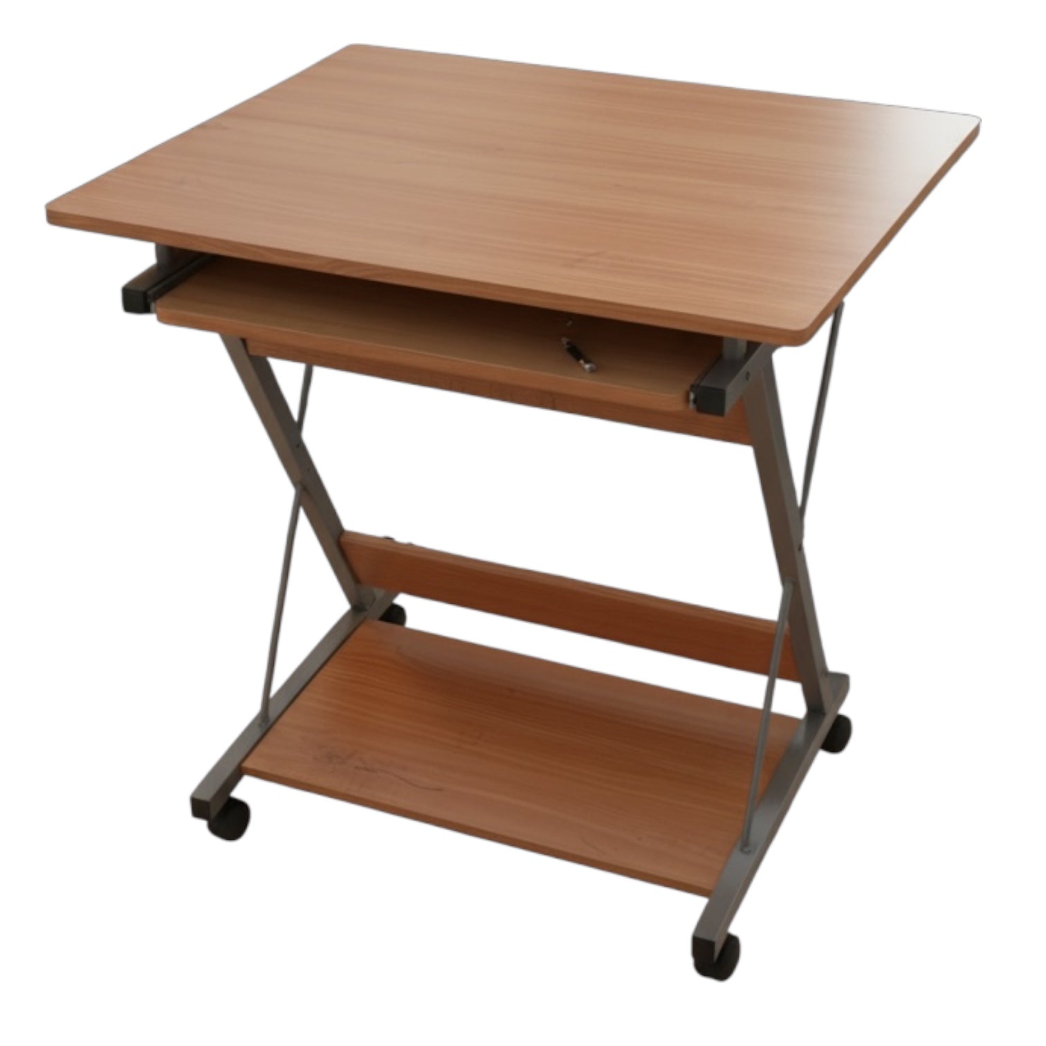 Escritorio con Repisa Extraíble y Ruedas Color Natural 66x51x74 cm