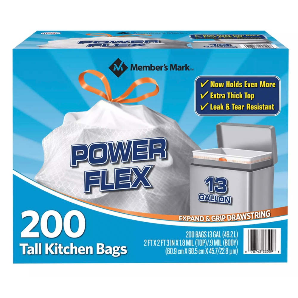 Bolsas de Basura Member's Mark Power Flex 13 Gallones 200 Und 49.2 Litros