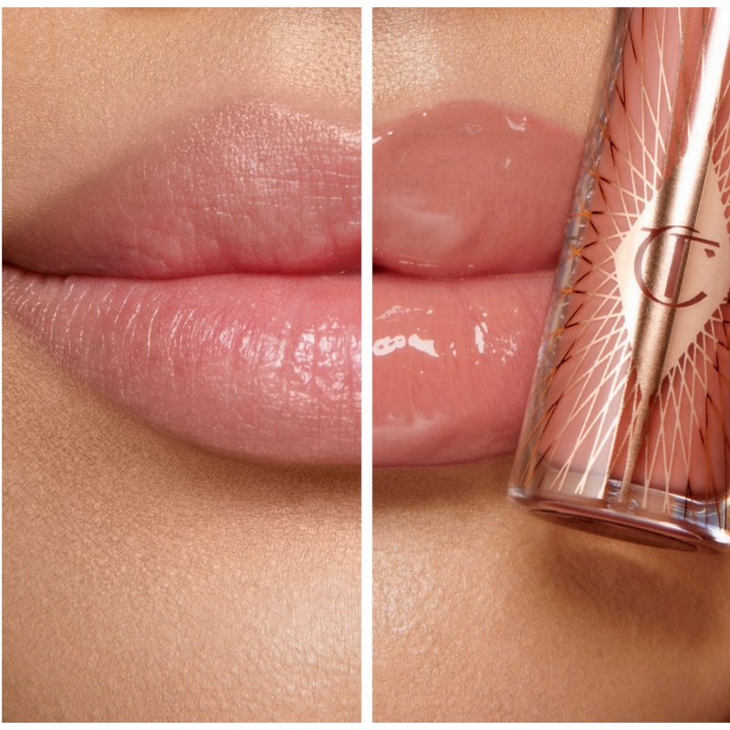Charlotte Tilbury Glossy Nude Pink Lip Duo Iconic Nude Mini Lip Cheat + Mini Collagen Lip Bath Pillow Talk