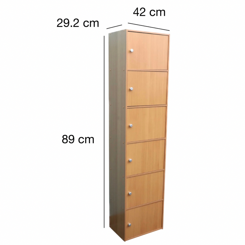 Mueble con 6 Puertas Six Door Cube Cabinet Color Beech 42 x 29.2 x 89 cm