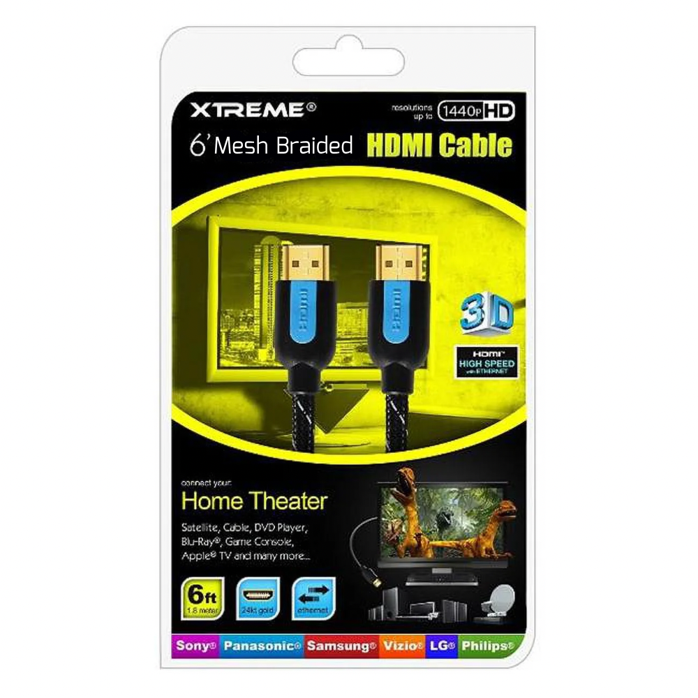 Cable HDMI Xtreme Mesh Braided Premium 6 feet 1.8 metros