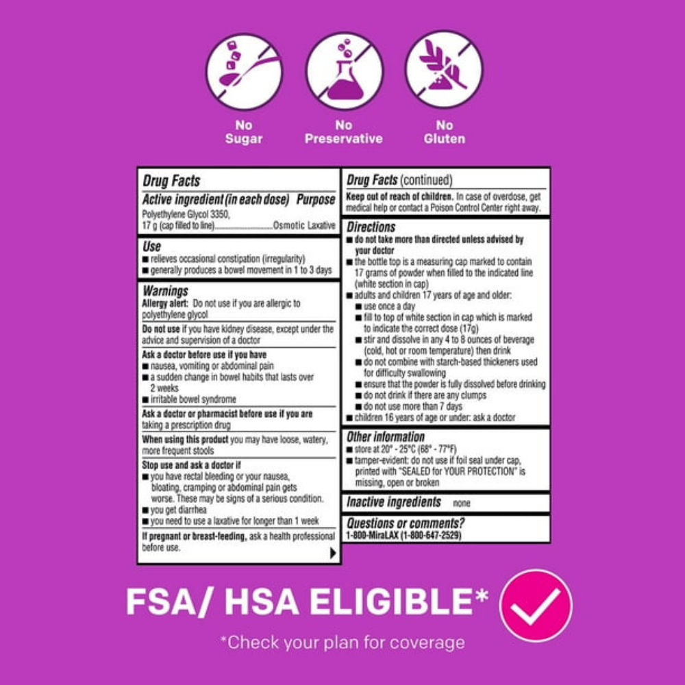 Miralax en Polvo 34 Dosis 578gr Laxante